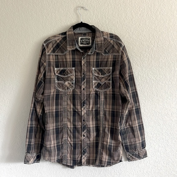 BKE Other - BKE Plaid Casual Button Down Shirt - Black and Brown